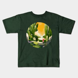 Cactus Garden_DesertGreen_RoundVersion Kids T-Shirt